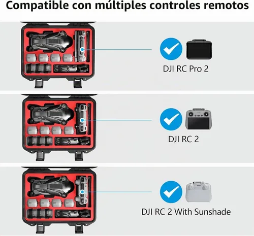 Vista 3 de FPVtosky Funda rígida para DJI Mavic 4 Pro Creator/Fly More Combo, se adapta a DJI RC Pro 2/RC 2/RC2 con parasol, hasta 5 baterías, concentrador