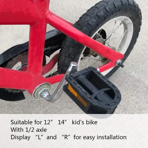 Vista 3 de Pedales de bicicleta para niños mejorados de 1/2 pulgadas, 1 par de pedales de husillo para niños de resina para bicicletas juveniles de 12 pulgadas