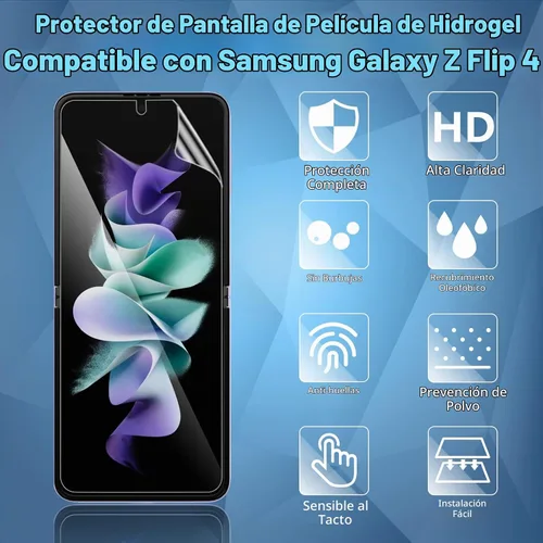 Vista 2 de Paquete de 2 protectores de pantalla para Galaxy Z Flip 4, protector de pantalla de película de hidrogel para Samsung Galaxy Z Flip 4, protector