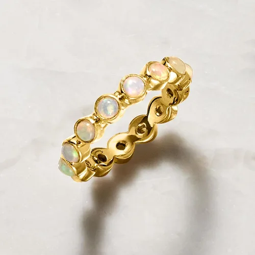 Vista 4 de Ross-Simons Anillo de eternidad con piedras preciosas en oro de 18 quilates sobre plata esterlina