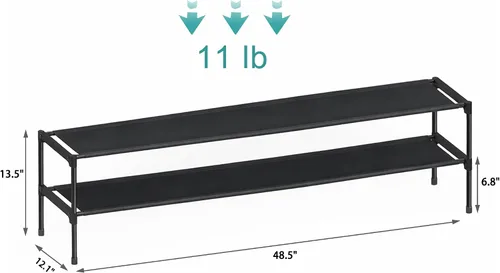 Vista 3 de HITHIM Zapatero largo de 2 niveles para armario, organizador de almacenamiento de zapatos con conector de plástico fijado con tornillos, estante