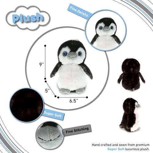 Vista 3 de DolliBu Peluche de pingüino gris, juguete de pingüino de peluche súper suave, animales marinos abrazables, relleno de felpa, lindo juguete esponjoso