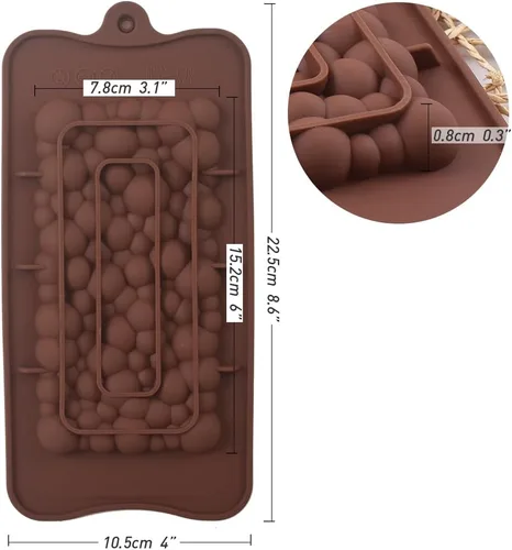 Vista 2 de ionEgg Bubbles Break Apart - Moldes de silicona para barra de chocolate, proteínas y barras energéticas, 4 paquetes