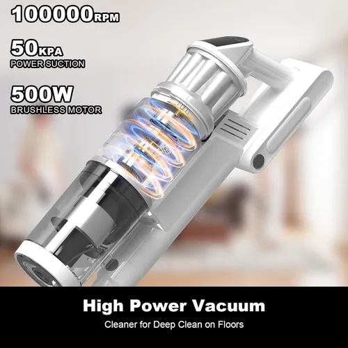 Vista 4 de Aspiradora inalámbrica – Aspiradoras para el hogar, 45 KPA 550 W, portátil, 60 minutos de tiempo de funcionamiento, batería recargable para pelo