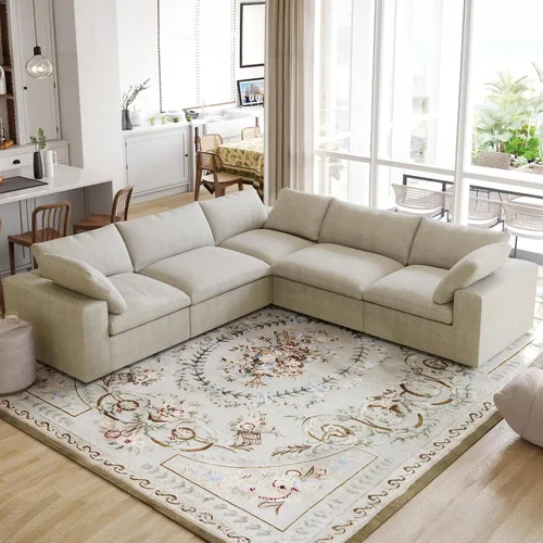 Vista 23 de Sofá modular Cloud de 79 pulgadas, sofá biplaza modular convertible con otomana de almacenamiento, sofá de tela de lino y algodón para sala