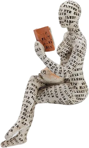 Vista 7 de Figura de mujer de lectura, innovadora estantería de pulpa de lectura para mujer, estatua de pensador para decoración de escritorio de oficina