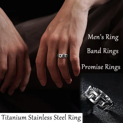 Vista 5 de Ronglry 4 anillos giratorios de acero inoxidable de titanio para mujeres y hombres, anillos negros para el estrés y la ansiedad para anillos
