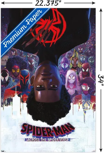Vista 3 de Marvel Spider-Man: Across the Spider-Verse - Póster oficial de pared de una hoja, 34 pulgadas de largo x 22.4 pulgadas de ancho, versión premium sin