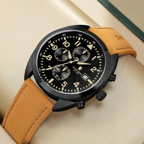 Vista 6 de SAPPHERO Reloj de lujo para hombre, resistente al agua, 164.0 ft, correa de silicona, analógico, de cuarzo, con fecha, reloj de pulsera clásico