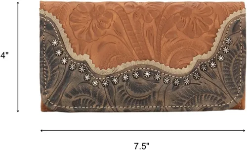 Vista 3 de American West Cartera plegable Saddle Ridge para mujer, Beige Bronceado, Billetera triple