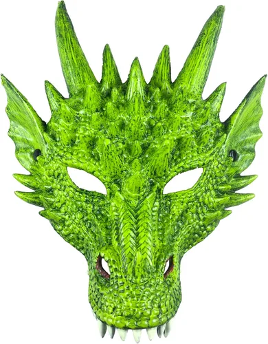 Vista 9 de Alodidae Máscara de dragón para Halloween, máscara de media cara, disfraz de cosplay para adultos Negro