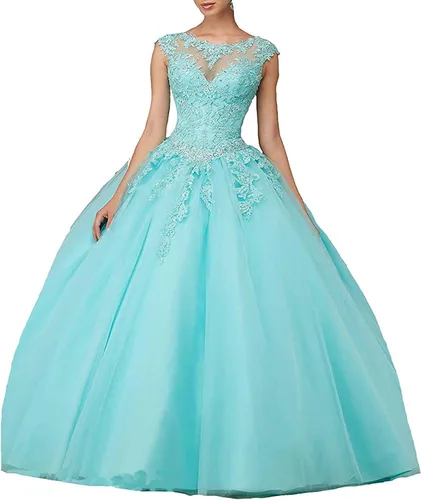 Vista 23 de QXMYOO Vestido de Gala de Quinceañera Sweet 16 Fiesta de Graduación Vestido de Princesa para Adolescentes Negro (Style1-Black)
