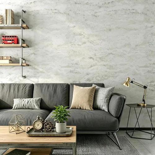 Vista 4 de Livelynine Papel tapiz de textura de hormigón autoadhesivo para dormitorio, color blanco, crema, beige, lavado, cemento, texturizado, vinilo