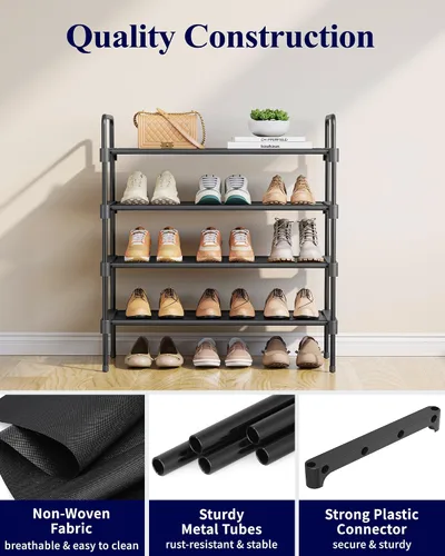 Vista 6 de Kitsure Zapatero para armario, organizador de zapatos para entrada de puerta delantera, estante apilable para zapatos, organizadores de armario Negro