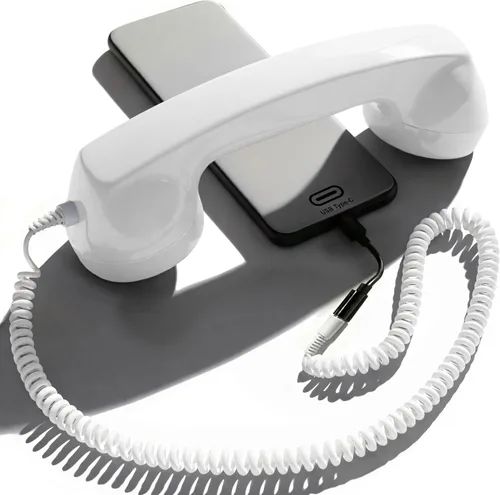 Vista 9 de Opis 60s Micro: Auricular retro para teléfono fijo/Auricular USB/Auricular para teléfono móvil/Receptor de teléfono para teléfono móvil/Auricular