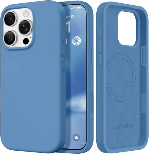 Vista 24 de GolbinBox Funda magnética para iPhone 17, compatible con MagSafe, cubierta de silicona integrada para control de cámara, funda de silicona líquida a