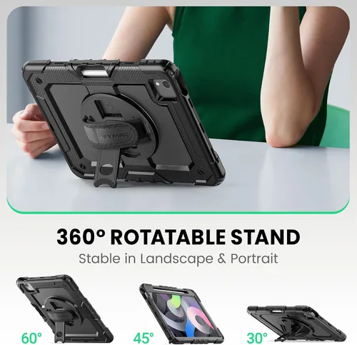 Vista 4 de SEYMAC Funda para iPad Air de 5ª/4ª generación de 10.9 pulgadas, Funda Protectora de Cuerpo Completo Resistente a Golpes con Protector de Pantalla