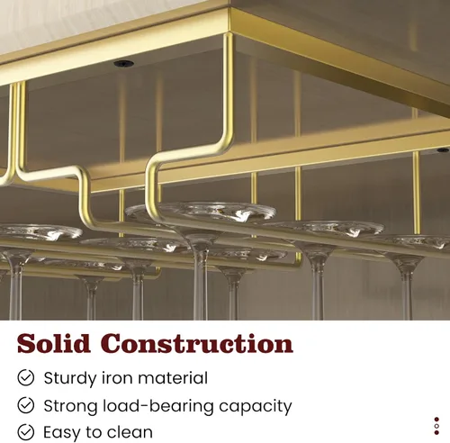Vista 5 de Nuovoware Estante para copas de vino, soporte para copas de vino, 8 filas, color dorado profundo