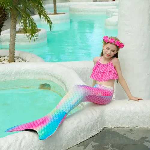 Vista 3 de Colas de sirena para nadar con monoaleta traje de baño cosplay, conjunto de bikini de princesa