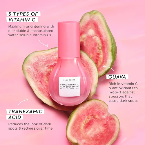 Vista 2 de Glow Recipe Suero de vitamina C de tamaño viaje de guayaba – Hidratante, iluminador y vegano coreano cuidado de la piel suero facial para manchas