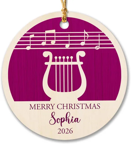 Vista 18 de Adorno de Navidad de instrumento musical de acordeón, nombre personalizado y adorno de año para acordeonista, regalo de profesor de música
