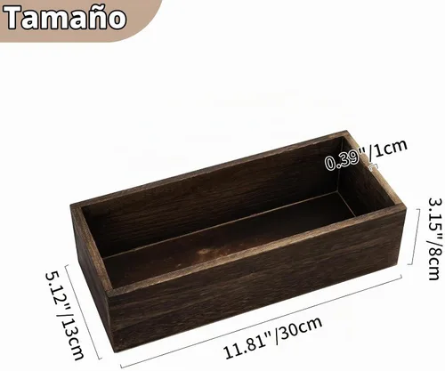 Vista 4 de NUPTIO - Centro de mesa en caja de madera: 2 piezas de 11.8" de largo, jardineras rectangulares de madera - Jarrón de flores de granja para boda