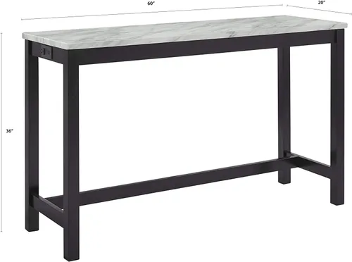 Vista 3 de New Classic Furniture Celeste - Juego de mesa de bar de mármol sintético con 3 taburetes de bar, terciopelo azul con base negra