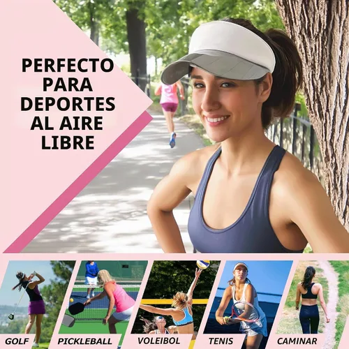 Vista 5 de Funky Junque Viseras solares para mujer, protección UV, ala holográfica, UPF 50, ajustable, golf, tenis, pickleball playa, verano Negro