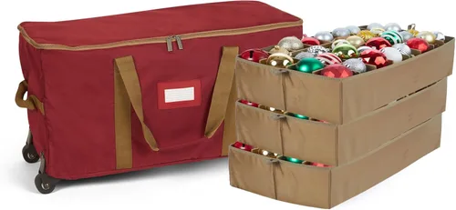 Vista 13 de Covermates Keepsakes Bolsa de almacenamiento ajustable para adornos, con asas de transporte, protección acolchada, ruedas dobles, almacenamiento