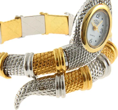 Vista 2 de Soleasy Reloj de pulsera con forma de serpiente para mujer Cuarzo Oro-Plata WTH0200, Oro, Moderno