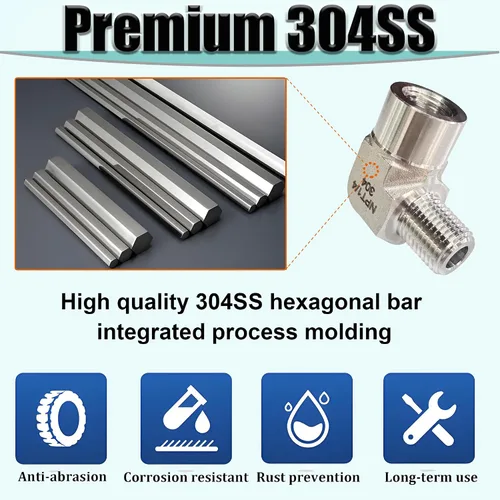 Vista 2 de 2 piezas de codo de calle de 90 grados, adaptador de codo de barra forjada de acero inoxidable 304, accesorios de tubería de alta resistencia