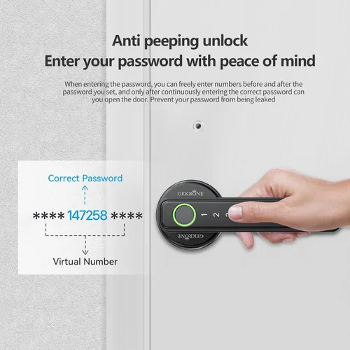 Vista 4 de TUYA - Cerradura de palanca inteligente de huellas dactilares con control de aplicación, entrada sin llave, pantalla táctil Bluetooth, mango