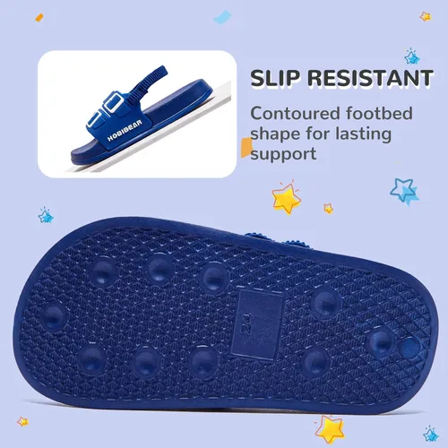 Vista 5 de HOBIBEAR Sandalias para niños y niñas, zapatos planos con punta cerrada, zapatos de agua para niños, zapatos de playa de verano (bebéniño pequeño)