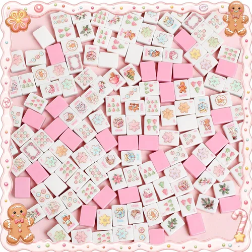 Vista 5 de 160pcs Navidad Hombre de jengibre grabado American Mahjong Tile