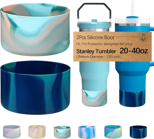 Vista 8 de WK IEASON 2 Piezas Protector de Base Tipo Bota para Vaso Stanley Quencher Adventure 40oz y Stanley IceFlow 20oz 30oz y Compatible con Botella de 3D