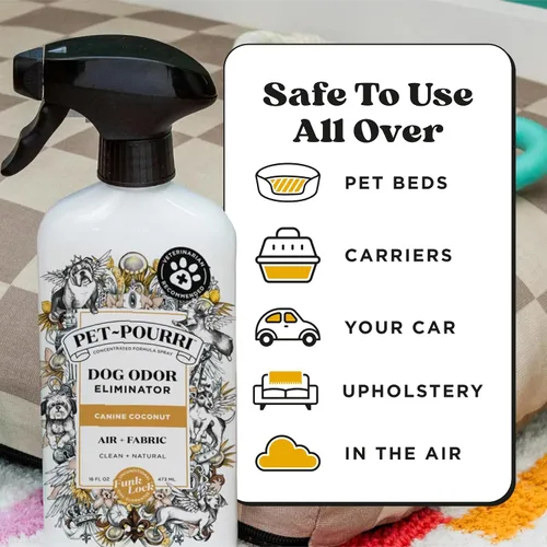 Vista 7 de Pet-Pourri Pet Odor Air + Spray eliminador de olores de tela, coco canino, 16 onzas líquidas