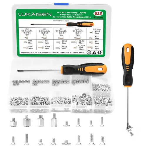 Vista 11 de 165 piezas de kit de tornillos para computadora para reparación de laptop y PC - Tornillos PCIe NVMe M.2, tuercas de separación, kit de tornillos