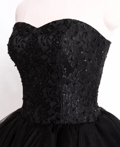 Vista 3 de Greekknight Vestido de fiesta de tul con cuentas de encaje corto con apliques de encaje vestidos de fiesta de cóctel sin tirantes vestidos de fiesta