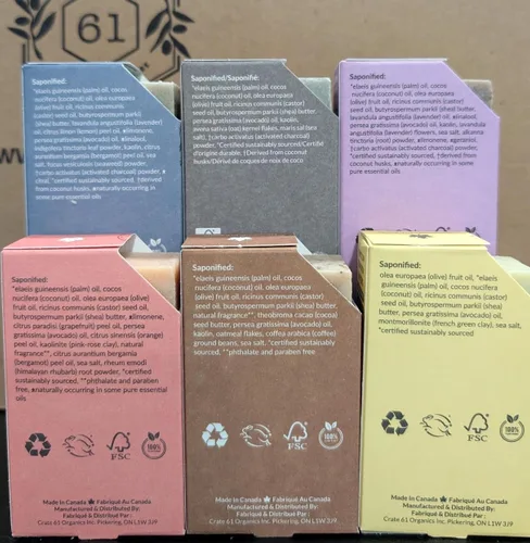 Vista 6 de Crate 61 Organics, Hecho a mano en Canadá, jabón en barra natural de proceso frío a base de plantas, con aceites esenciales de primera calidad, piel