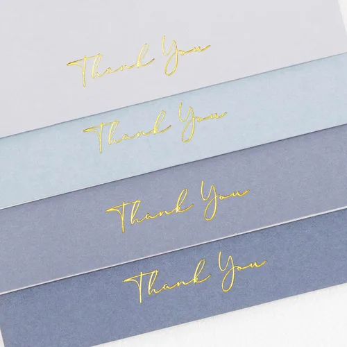 Vista 8 de Crisky Tarjetas de agradecimiento azules con sobres y calcomanías, paquete de 50 tarjetas de agradecimiento para despedida de soltera, graduación