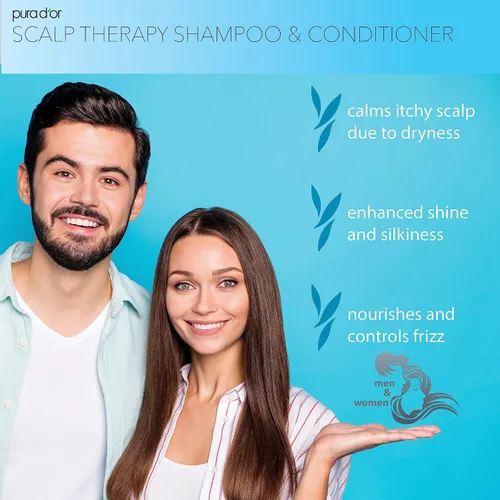 Vista 4 de PURA D'OR Juego de champú y acondicionador para terapia del cuero cabelludo (16 onzas líquidas x 2) + gel de baño corporal Awakening (16oz) con aloe