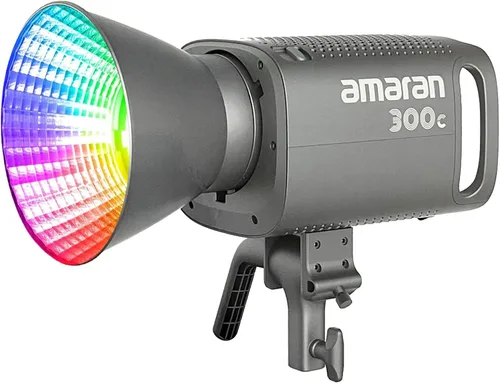 Vista 9 de Aputure Amaran 300c RGB COB Luz de vídeo con montaje Bowen 2,500K a 7,500K CCT con ajuste G/M 26,580 lux @ 1m con reflector hiper soporte de control