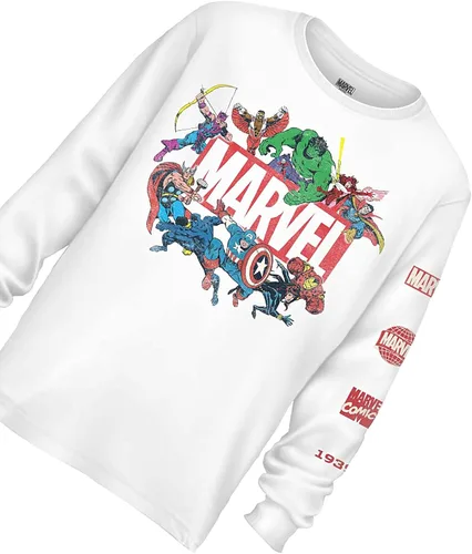 Vista 4 de Marvel - Camiseta de manga larga para hombre Spiderman Ironman Capitán América y Hulk Tee Comics de manga larga