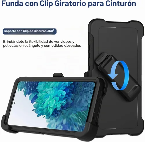 Vista 2 de Funda para Samsung Galaxy S20 FE 5G con funda de clip para cinturón, 2 protectores de pantalla, resistente grado militar, cuerpo completo, a prueba