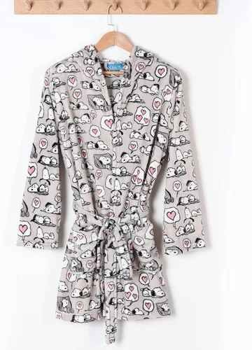 Vista 5 de Berkshire Peanuts Women's Lightweight Short Robes,VelvetLoft Snoopy Cute Character Bathrobes