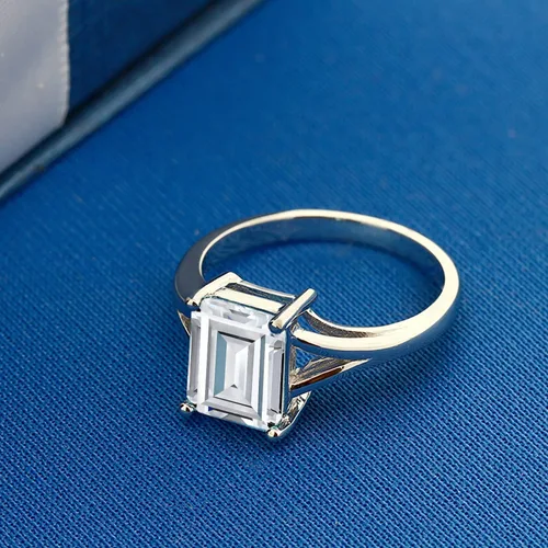 Vista 61 de Gem Stone King Anillo de compromiso solitario con diseño clásico de vástago dividido para mujer, plata de ley 925, piedra natal de piedra preciosa