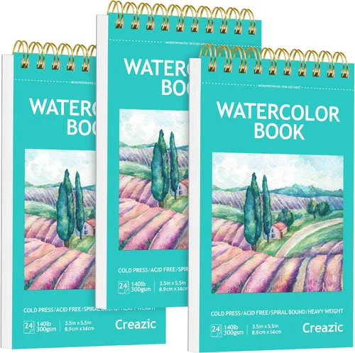 Vista 9 de Bloc de papel de acuarela de 9 x 12 pulgadas (140 libras/300 gsm) – Cuaderno de bocetos para artistas sin ácidos, papel pesado prensado en frío