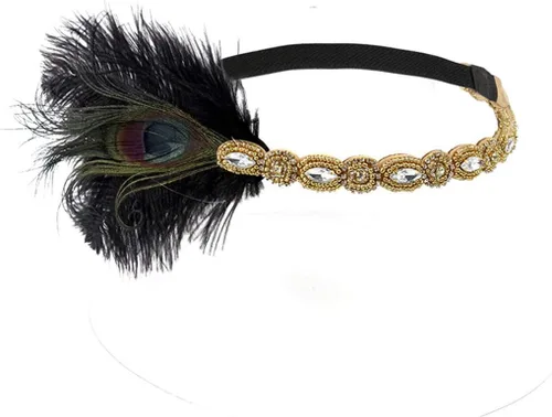 Vista 4 de Art Deco 1920 Flapper Feather Headpiece Roaring 20s Great Gatsby Headband para mujer