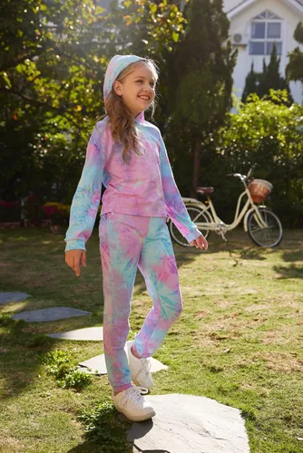 Vista 4 de Hopeac Girls Clothes Tie Dye Sweatshirt Hoodies Pullover Tracksuit Sweatsuits Set Outfits Pants Sweatpants With Pockets