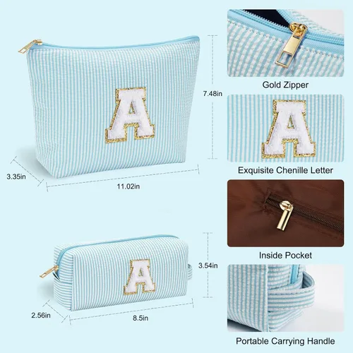 Vista 29 de YOOLIFE Regalos del Día de la Madre para Mujeres, Bolsa de Maquillaje con Iniciales, Bolsa de Maquillaje para Viaje, Bolsa de Maquillaje Negro